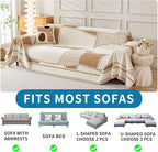 HAOMAIJIA Non Slip Couch Cover - Sofa Covers for 3 Cushion Sectional Couch - Washable Dog & Pet Furniture Protector - Living Room Blanket (Brown-Cream, 71"x134")