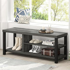 EXCEFUR Industrial Entryway Bench, Rustic Indoor Shoe Boot Storage Bench Seat for Living Room, Grey