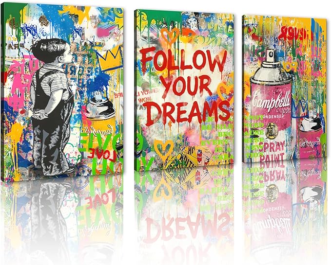 Novatique Graffiti Canvas Wall Art Banksy Art Wall Decor Modern Graffiti Art Painting Print Street Poster for Living Room Bedroom,20" x 28" x 3pcs
