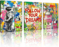 Novatique Graffiti Canvas Wall Art Banksy Art Wall Decor Modern Graffiti Art Painting Print Street Poster for Living Room Bedroom,20" x 28" x 3pcs