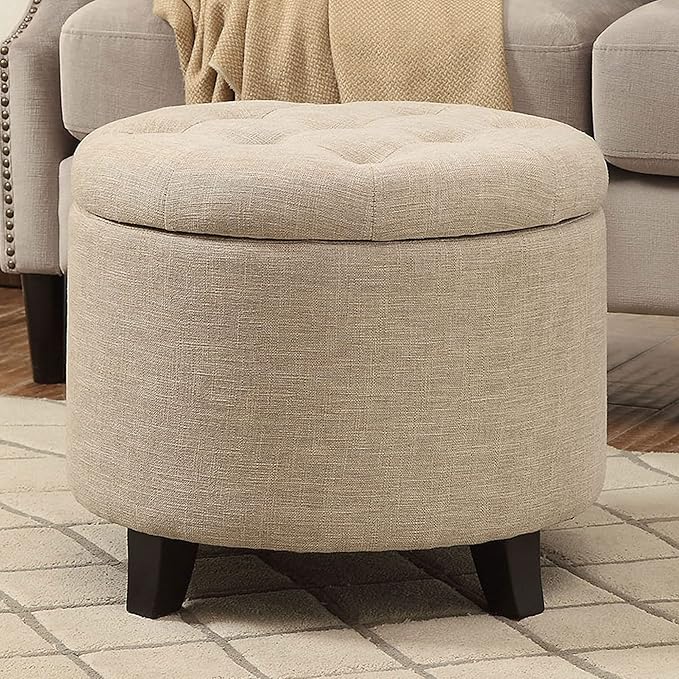 Convenience Concepts Designs4Comfort Storage Ottoman, Tan Fabric