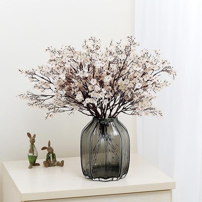 JAKY-Global Babys Breath Fabric Cloth Artificial Flowers 20 Bundle European Fake Silk Plants Decor Wedding Party Decoration Bouquets Real Touch DIY Home Garden (Beige, 20 Bundles)