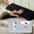 Headboard Wedge Pillow + A Long Neck Roll Pillow Body Pillow，Large Headboard Pillow with Removable Cover (Black, Queen：59x8x20 inches)