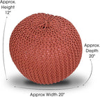 Nahunta Knitted Round Pouf - Cotton - Coral