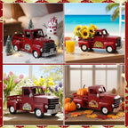 Valentines Day Truck Decor 12.2 Inch Farmhouse Vintage Metal Truck with 16 Magnet Valentines Table Decoration for Home Kitchen Spring Mantel Holiday Interchangeable Seasonal Decor(Red)