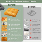 Washable Floor Pillow Cushion for Adults, Meditation Cushion Pillow, Large Square Floor Sitting, Removable Tufted Corduroy Cover, for Tatami Living Room or Yoga, 22x22 Inch, 2Pack, Machine Washable