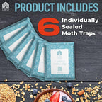 Taro Pantry Moth Traps with Pheromones - 6-Pack with Bonus Hangers - Moth Killer for Kitchen, Pantry, Closet - Sticky Moth Traps for House Indoor - Get Rid of Moths