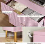 GarveeHome Pink Dresser, Modern 3 Drawer Dresser for Bedroom with Gold Handle and Large Drawer, Wood Double Chest of Drawers and Storage Organizer for Living Room, Hallway, Entryway
