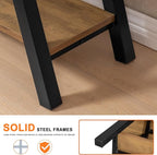 Entryway Bench, Farmhouse Indoor Entry Way Shoe Benches Seat, Industrial Metal Shoe Storage Bench Organizer for Living Room, Bedroom, Hallway (Rustic Oak)