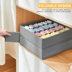 Joyoldelf Sock Organizer Drawer Organizer - Underwear Organizer, 24 Cell Collapsible Closet Organizers and Storage Sock Holders Organizers for Storing Socks, Ties, Belts 6 Pack