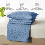 akkialla Full/Queen Quilt Set, Boho Style in a Solid Color, Bluish Grey Lightweight Microfiber Bedspread, Soft and Breathable Coverlet for All Seasons, 3-Piece Bedding Set (1 Quilt, 2 Pillow Shams)