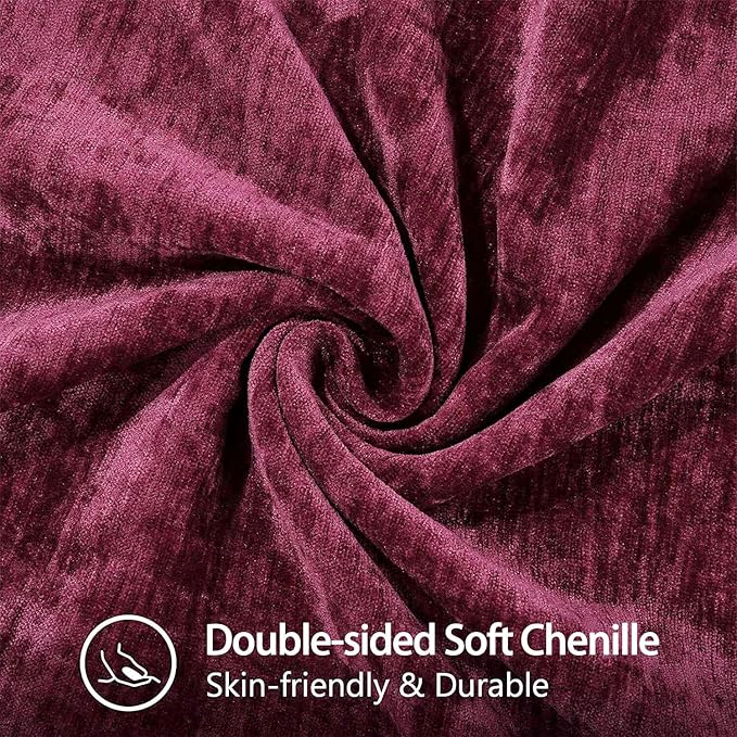 decorUhome Spring Chenille Soft Cozy Throw Pillow Covers 12x20 Set of 2, Modern Farmhouse Boho Velvet Decorative Pillow Cases with Stitched Edge for Couch Sofa Bed Home Decor, Rhododendron