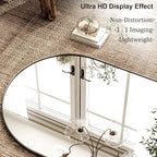 HARRITPURE 86x46 inch Full Length Mirror - Oversized Arched Mirror Aluminum Frame Full Body Floor Mirror with Stand for Living Room,Bedroom,Cloakroom,Black