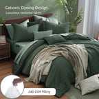 Monbix King Size Comforter Set, Deep Forest King Size Bedding Set Reversible, King Comforter Set 7 Pieces, Cationic Dyeing Bed in a Bag with Comforter, Sheets, Pillowcases & Shams