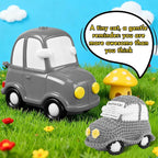 Positive Funny Crochet Car, Emotional Support Mini Handmade Crochet Gift, Inspirational Birthday Gifts for Men Women Friends Boyfriend Dad Coworker, Grey