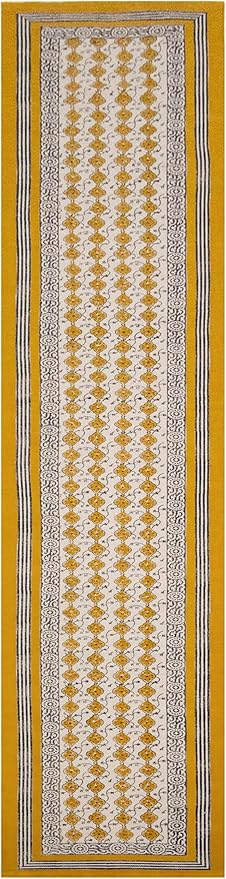Kilim Runner 3x10 Cotton Runner Rug Yellow & Beige Indoor Outdoor 0.19 inches Stone Easy Washable Hand Wash Cotton Carpet Flatweave Rugs for Hallway, Staircases, Corridor