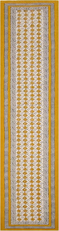 Kilim Runner 3x10 Cotton Runner Rug Yellow & Beige Indoor Outdoor 0.19 inches Stone Easy Washable Hand Wash Cotton Carpet Flatweave Rugs for Hallway, Staircases, Corridor