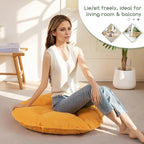 35" Washable Floor Pillow Cushion for Adults, Meditation Cushion Pillow, Extra Large Round Floor Sitting, Removable Tufted Corduroy Cover, for Tatami Living Room or Yoga, Orange, Machine Washable