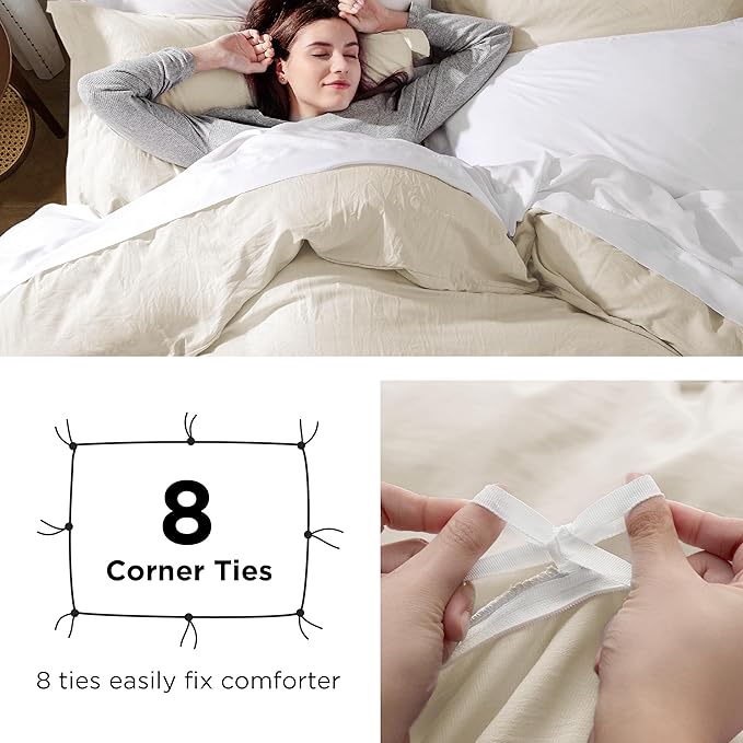 Bedsure Oat Milk Duvet Cover Twin/Twin XL Size - 2 Pieces Prewashed Cotton-Like Extra Soft Bedding Set, Includes 1 Twin Duvet Cover 68x90 Inches with Zipper Closure & 1 Pillow Sham, No Comforter