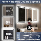 26“ x 26” LED Mirror for Bathroom Front and Backlit Anti-Fog Dimmable 3 Colors LED Bathroom Mirror with Lights Memory Function Smart Mirror Touch Sensor Square Wall Mounted