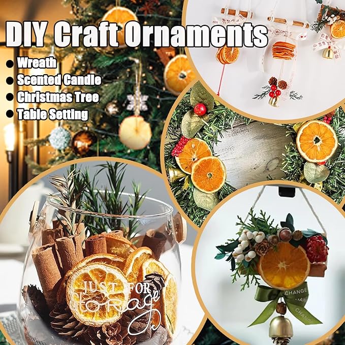 Dried Orange Slices Strong Aroma Dehydrated Orange Slices for Cocktails, Tea, Winter Recipe, Simmering Potpourri-Citrus Wheels for Festive Decor/Crafts/Garland 100% Natural & No Additives 7.05oz/200g