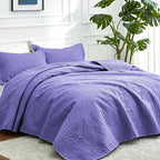 Love's cabin King Size Quilt Bedding Set Deep Purple Bedspreads - Bed Summer Lightweight Bedspread Comforter - Coin Pattern Bedding Coverlet for All Season - 3 Pieces (1 Quilt, 2 Pillow Shams)
