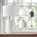 20" Small Bedside Table Lamps for Bedroom Set of 2, Modern Lamps for Night Stands, Farmhouse Table Lamps for Living Room, Home Office and Hallways,White