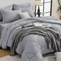 HEVUMYI Light Grey Twin-XL Comforter Set - 5-Piece All Season Bed in a Bag Twin-XL, Ultra Soft Bedding Set with Comforter, Flat Sheet, Fitted Sheet, Pillowcases, Pillow Shams, Light Gray