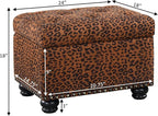 Convenience Concepts Designs4Comfort 5th Avenue Upholstered Storage Ottoman 24" - Contemporary Foot Stool and Seat with Hinged Lid for Living Room, Dining Room, Office, Forest Leopard Print Fabric