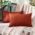 MIULEE Pack of 2 Decorative Outdoor Solid Waterproof Throw Pillow Covers Faux Linen Garden Farmhouse Cushion Cases for Summer Patio Tent Balcony Couch Sofa 20x12 Inch Burnt Orange