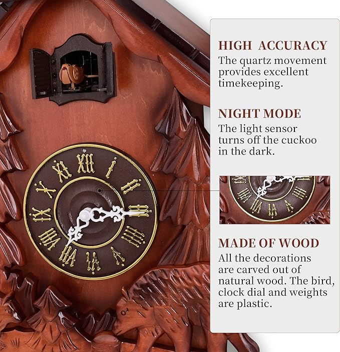 Kendal Cuckoo Clock Vintage Wall Clock Handcrafted Wood Cuckoo Clock MX317