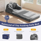 MAXYOYO Folding Sofa Bed with Backrest, Boneless Fold Out Couch Bed with Handle, 2 in 1 Convertible Bean Bag Chair to Floor Sofa Lounger, Comfy Folding Couch for Bedroom & Living Room, Dark Grey