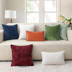decorUhome Spring Chenille Soft Throw Pillow Covers 16x16 Set of 2, Farmhouse Velvet Neutral Decorative Pillow Covers with Stitched Edge for Couch Sofa Bed Home Decor, Rust