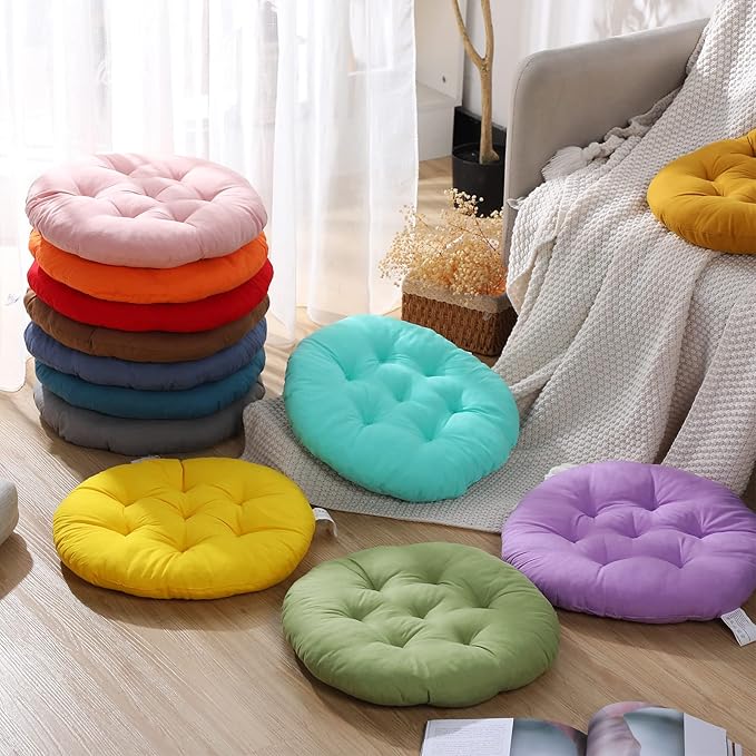 Fumete 12 Pcs Floor Pillows Cushions Seating 16 x 16 Inches Color Round Seat Reading Floor Chair Cushions for Kids Adults Classroom Home School Playing Supplies(Colorful)