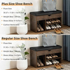 Apicizon 39 Inches Storage Bench, Shoe Bench with Flip Top Storage Space and Padded Cushion, Wooden Entryway Bench for Entryway, Living Room, 2-Tier Shoe Rack Organizer, Brown