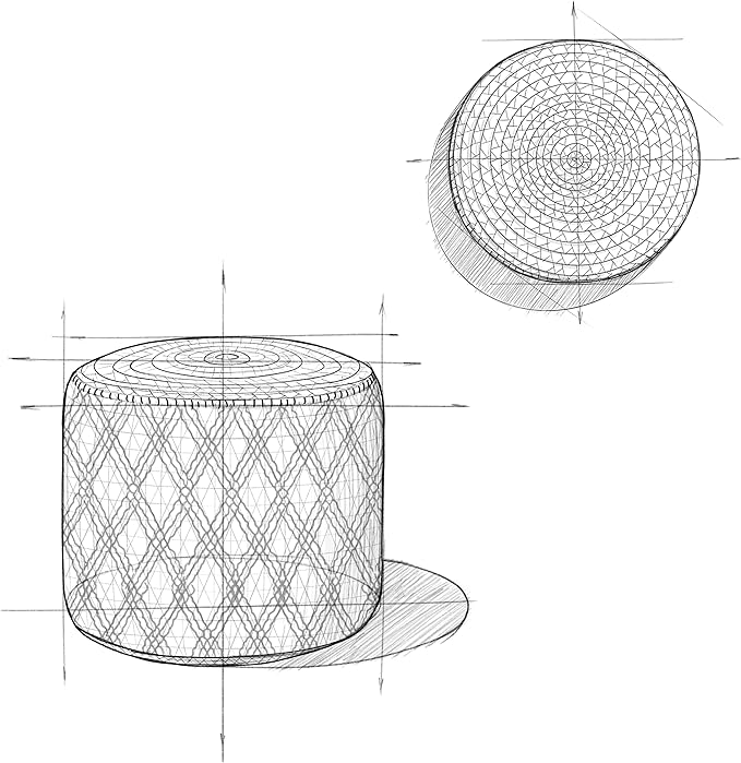 SIMPLIHOME Edgeley Round Pouf - 18 inch Wide Handwoven Jute and Cotton Ottoman in Grey and Natural, Boho-Style Footstool or Extra Seating for Living Room, Bedroom, or Kids Room, Assembled