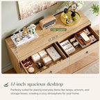6 Drawer Dresser,47" Wide Mid Century Chest of Drawers,Wooden Bedroom Drawer Dresser with 6 Storage Drawers for Bedroom,Living Room,with Anti-Tipping Device,Warm Wood
