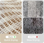 Waffle Bath Mat, Boho Bathroom Rugs Non Slip Washable Absorbent Checkered Bathroom Mat Quick Dry Farmhouse Bathroom Decor, 24"x16" Khaki and White