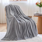 NEWCOSPLAY Super Soft King Blanket Grey Premium Silky Flannel Fleece Leaves Pattern Lightweight Bed Blanket All Season Use (Grey, King(90"x110"))
