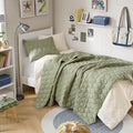 Comfort Spaces Twin Quilt Set Modern Reversible Ogee Coverlet Twin Bedding Set Cozy Quilted Winter Layer, All Season Lightweight Soft Twin Size Quilt, Kienna, Twin/Twin XL Olive Green 2 Piece