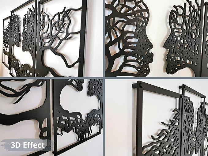 VAILLA Wood Wall Art Decor Wall Hanging Sculpture Modern Home Decoration 3 Panels Nature Wall Hangings Large Wooden Wall Arr 3D Textured Sculptures for Living Room Bedroom Office Dinnig Room (Faces 1)