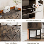 Nicetree Shoe Cabinet with 2 Flip Drawers, Freestanding Shoe Storage Cabinet with Metal Legs, Farmhouse Shoe Organizer for Entryway, Foyer, Hallway, Rustic Brown