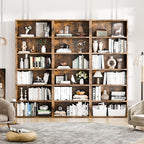6-Tier Industrial Bookcase, 63" Tall Freestanding Wood Bookshelf with Open Display Storage Shelves for Living Room, Bedroom, Home Office, Rustic Brown