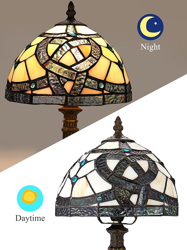 KY&BOSAM Tiffany Table Lamps Irish Celtic Stained Glass Lamp17500 Lumens UL Style Light Shade +E26 Bulb Holder+ Metal Base 8*8*14Inch Family Bedroom Living Room Office Memory St Patrick's Day Decor
