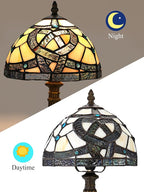 KY&BOSAM Tiffany Table Lamps Irish Celtic Stained Glass Lamp17500 Lumens UL Style Light Shade +E26 Bulb Holder+ Metal Base 8*8*14Inch Family Bedroom Living Room Office Memory St Patrick's Day Decor