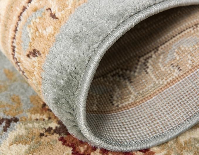Rugs.com Chateau Collection Rug - 4 Ft Round Light Blue Medium Pile Rug