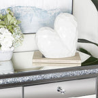 Deco 79 Porcelain Ceramic Heart Decorative Sculpture Dimensional Angled Origami Inspired Home Decor Statue, Accent Figurine 12" x 6" x 11", White