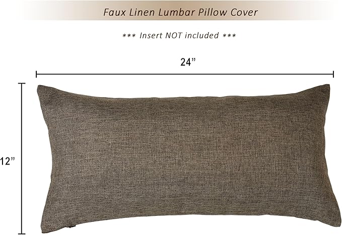 Aiking Home Woven Fine Faux Linen Throw Pillow Cover, Size 12"x24", Brown