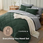 Bedsure King Size Comforter Set - 7 Pieces Reversible Forest Green Bedding, King Size Bed Set for All Seasons, Bed in a Bag with Down Alternative Comforter, Sheets, Pillowcases & Shams