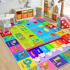 Kids Alphabet Play Game Rug - -4'x6' ABC Numbers and Shapes Educational Learning Toddler Carpet - Kids Room Playroom Classroom Kindergarten Activity Fun Soft Non-Slip Mat